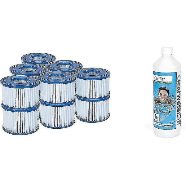 HK Lay-z-spa badestampfilterpatron Vi for alle Lay-z-spa-modeller - 6 X tvillingpakke (12 filtre) og Clearw