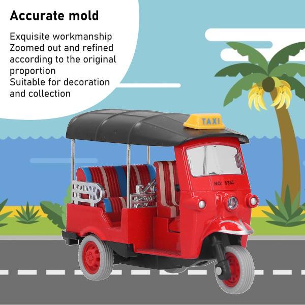 Drag Thai Tricycle Simulation Alloy Tuk Tuk Bilmodell Leksak Barnfordon Leksak För Barn 3-6 År[HK] Red