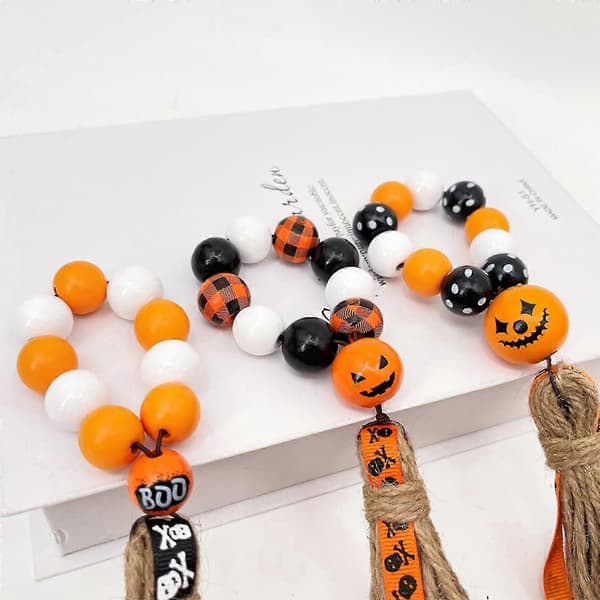 Halloween-pynt til restaurant Træperler med kvaster Servietringe Indretning[HK] Style 1