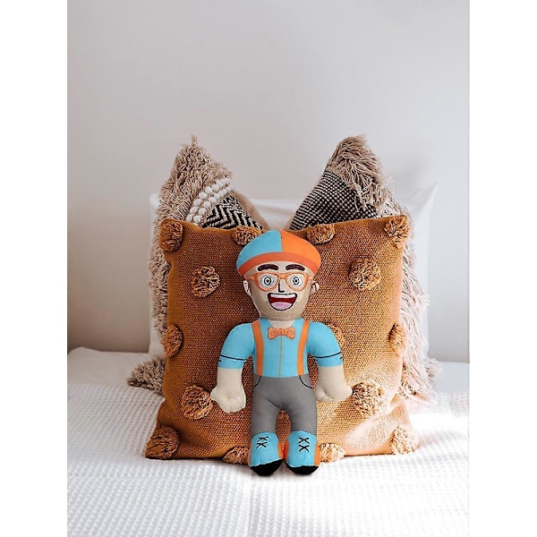 Amerikansk Engelska Upplysningsprogram för Barn Blippi Plyschdocka Imitation Humanoid Plyschdocka (8-tums Skägg - Ljusblå) NR.0203
