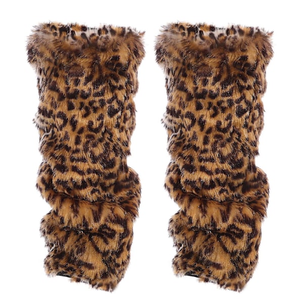 40cm Fuskpäls Benvärmare Plysch Mode Lång Benvärmare Stövelmanschetter Skydd för Kvinnor Flickor (Leopardfärg)[HK] 37.00X20.00X6.00CM Leopard