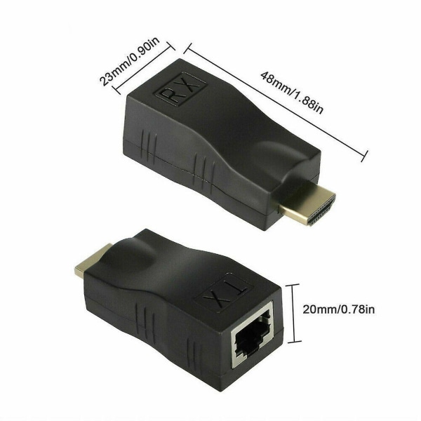 HKK HDMI-forlenger HDMI til Rj45 over Cat 5e/6 nettverks-LAN Ethernet-adapter 4k 1080peu