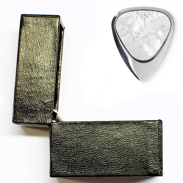 Titanium & Vit Pärlemor Abalone Boutique Plektrum[HK]