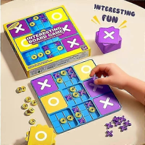 Ultimate Tic-Tac-Toe - lautapeli perhepelailuun, mieltä haastava ristikkopeli lapsille ja aikuisille [HK] Light Grey