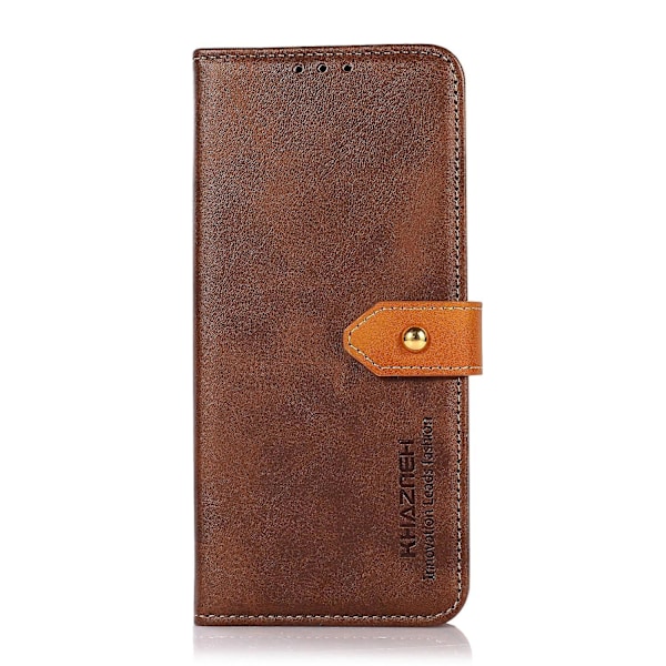 Kaksivärinen lehmännahkainen suojakotelo iPhone 15:lle [HK] Brown