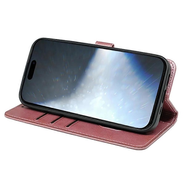 För iPhone 16 Fodral Kalvtextur Läder Ställ Bokstil Telefonskal [HK] Style E Multicolor