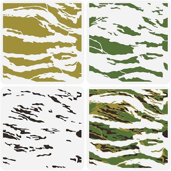 3 kpl Kerroksellinen Tiikeriraita Camouflage Maalaus Sapluuna Piirustus Malli Kodin Seinäkoristeeseen 30x30 cm [HK]