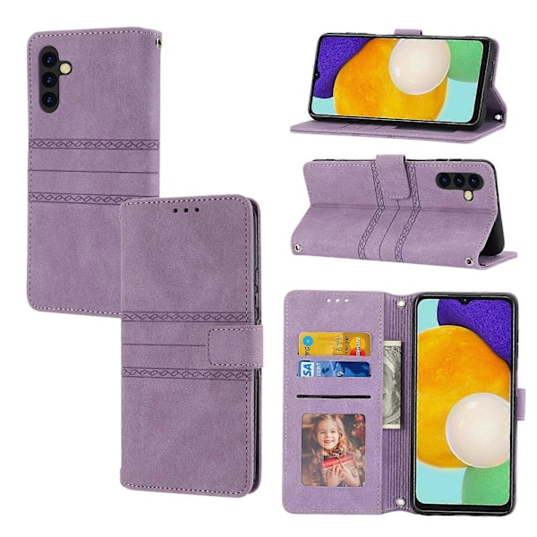 Präglat Läderfodral För Samsung Galaxy A34 5G[HK] Light Purple
