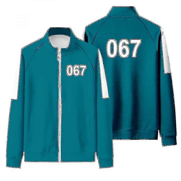 Squid Game Jakke Bukser Sports Lynlås Cardigan Digital 067 Tryk Lomme Sweatshirts Sæt A[HK] 3XL