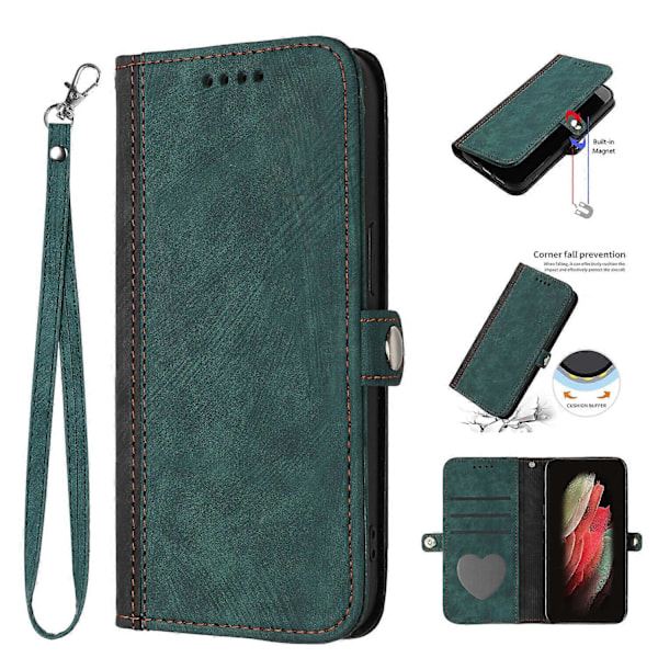 Etui til Samsung Galaxy A53 5G Premium Blødt PU Læder Flip Folio Wallet Støtteben Beskyttende Kompatibel med Samsung Galaxy A53 5G Cover[HK] Green