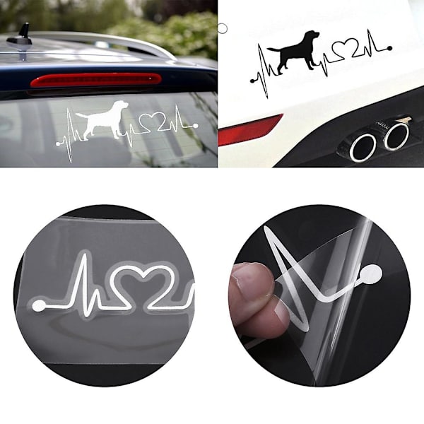 Auton Labrador Retriever -sydänlyönti -embleemin koristetarrat Ikkunatarra Tarra [HkkK] Black