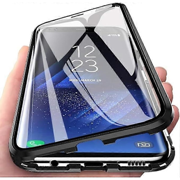 Samsung Galaxy A50 Magnetiskt 360 Skal Med Härdat Glas - Fullständigt Kroppsskydd + Skärm[HK] Black