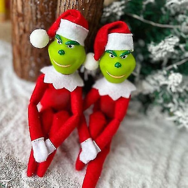 30 cm jouluinen Grinch-tonttunukke Snoop On The Stoop joulu Grinch -juhlatavarat [HK] Red