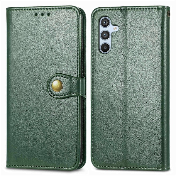 För Samsung Galaxy A56 5G Fodral Läder Plånboksfodral med Ställ och Handledsrem -[HK] Green Multicolor