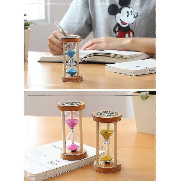 Velegnet til timeglas sandtimer 3 minutter sandur rundt ur træ timer rød[HK] 5 5
