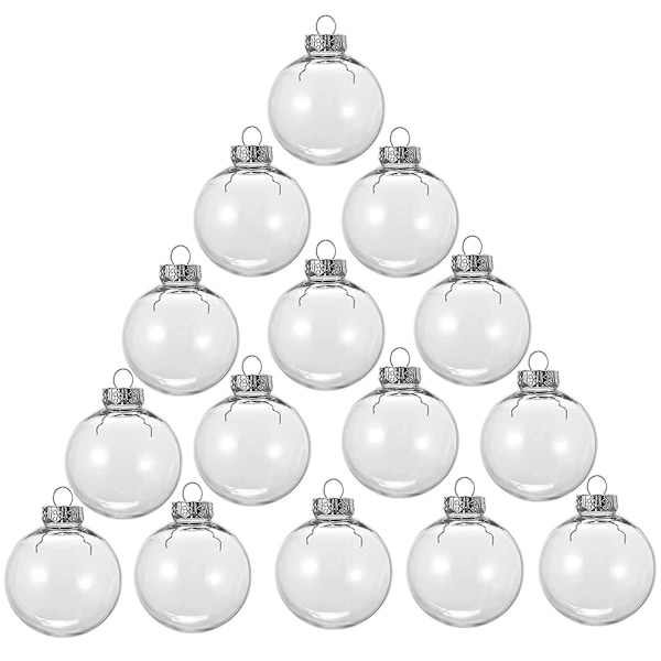 15 stk Runde klare julekuler Fyllbare DIY julekule ornamenter laget av plast julekule