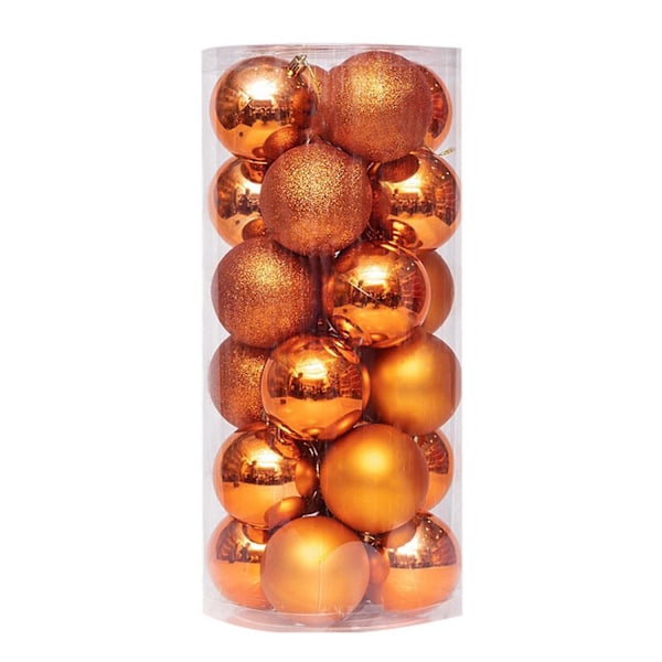 24 kpl Joulukuula Koristeita Paksuuntunut Juhla Props Sähköpinnoitettu Helmiäinen Kuulat Ripustimet [HK] Orange