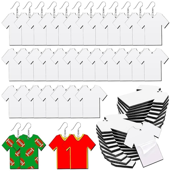 100 Pcs Sublimation Blanks Shirt Sublimation Earring Blanks Sublimation Ornaments Sublimation Jewel([HK])