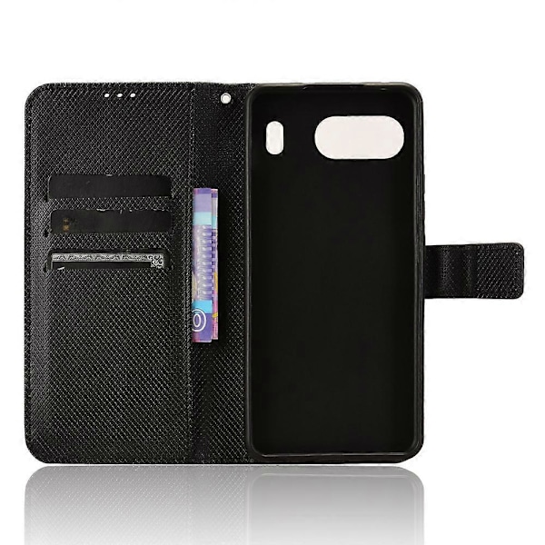 For OnePlus Nord 4 5G Telefon Stativ Deksel Diamanttekstur PU Lær Lommebokdeksel [HK] Black