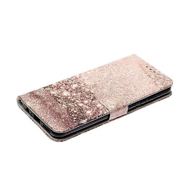 Huawei Y6p -puhelimelle värillinen marmorikuvioinen vaakasuuntainen PU-nahkainen suojakotelo [HK] Rose Gold