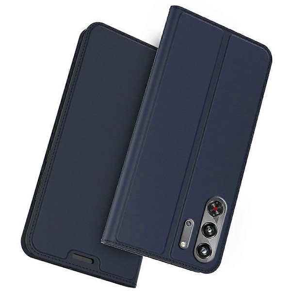 Til ZTE nubia Red Magic 10 Pro 5G Etui PU Læder Telefon Cover med Kortholder Stand Magnetisk Lukning[HK] Blue