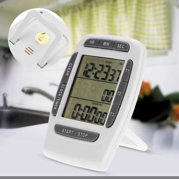 HK 2024 Trefaldig kökstimer - Bärbar digital multikanals 3-kanals LCD-timer - Exakt timer