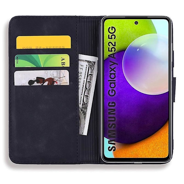 Plånboksfodral för Samsung Galaxy A52/A52S Premium PU Läder Flip Cover Mandala[HK] Black