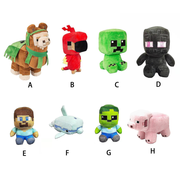 Creeper plysjdukker, babygris, zombie Steve spill rundt utstoppede leker gave[HK] Dolphin