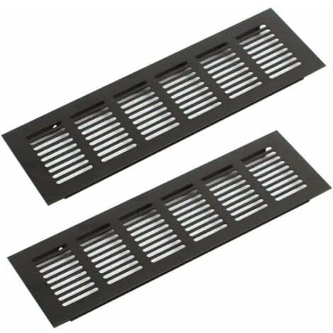 2-delt ventilasjonsgitter i aluminium, rektangulær luftventil, luftventil i legering, svart gitter, 250 x 80 mm (HK)