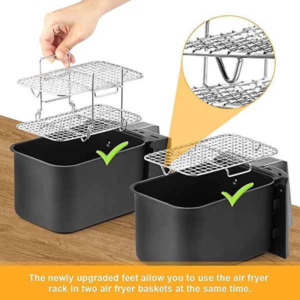 Luftfrityrkurv for Ninja Dual Air Fryer 304 Rustfritt Stål Flere Lag Dehydrator Stativ Toast Stativ[HkkK] silver
