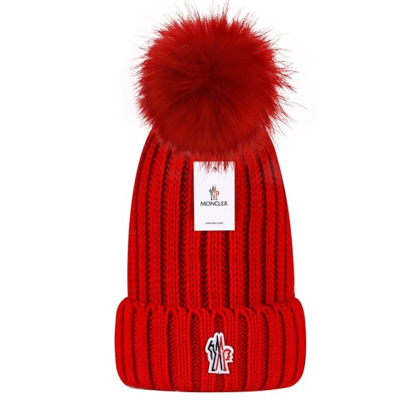 Barnlue Par Strikket Lue Høst Vinter Varm Lue Herr Dame Lue rød[HK] red moncler Small label