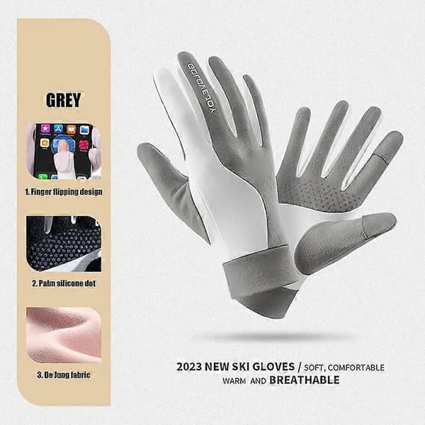 Vinterhandsker Termiske Tykke Snehandsker Termiske Skihandsker Touchscreen Vinterhandsker Touchscreen Anti-slip Finger Åbne Handsker[HK] Black