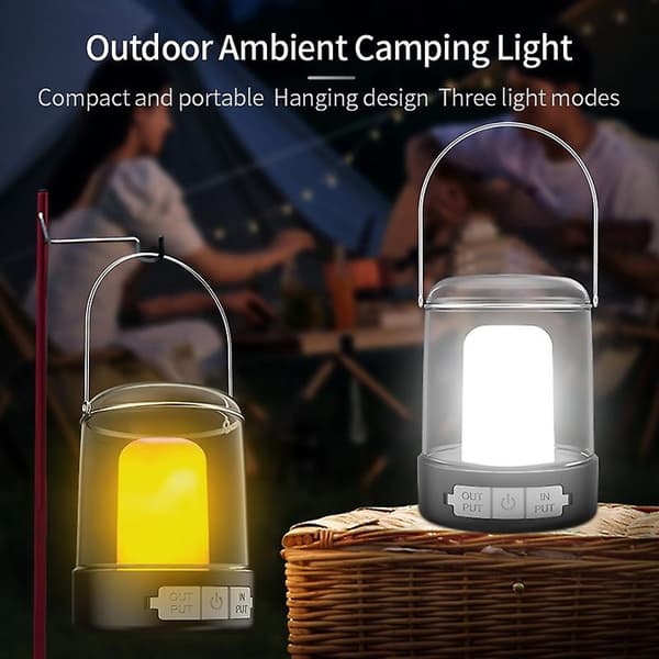 Udendørs LED-lanterne Genopladelig Natlampe Campinglys[HK]
