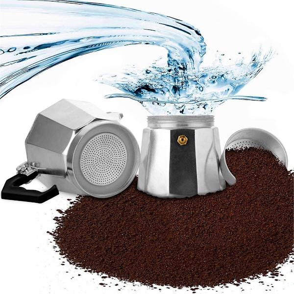 Italialainen alumiininen Moka-kahvipannu Eurooppalainen kahvilaite Oktagon Moka-kahvipannu 1 kuppi (50ml)([HK])