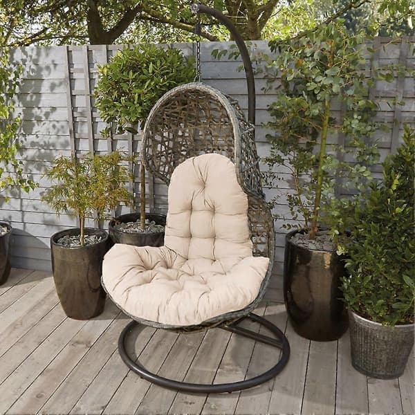 Riippuva munatuolin paksu pehmuste keinutuoliin, beige[HK]