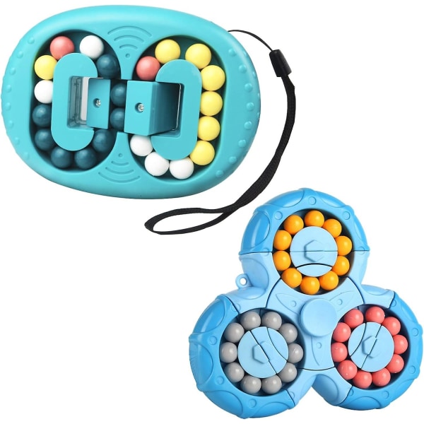 2 stykker magiske bønner sett, roterende fingerkubeleke, Iq Game Fidget Toys Intelligence Puzzle Stress Relief Leke, gave til barn fra 3 år[HK]