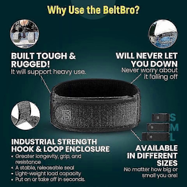 BeltBro Titan Elastiskt Bälte Utan Spänne För Män Passar 1.5 Tums Bälteshällor, Komfort[HK] S