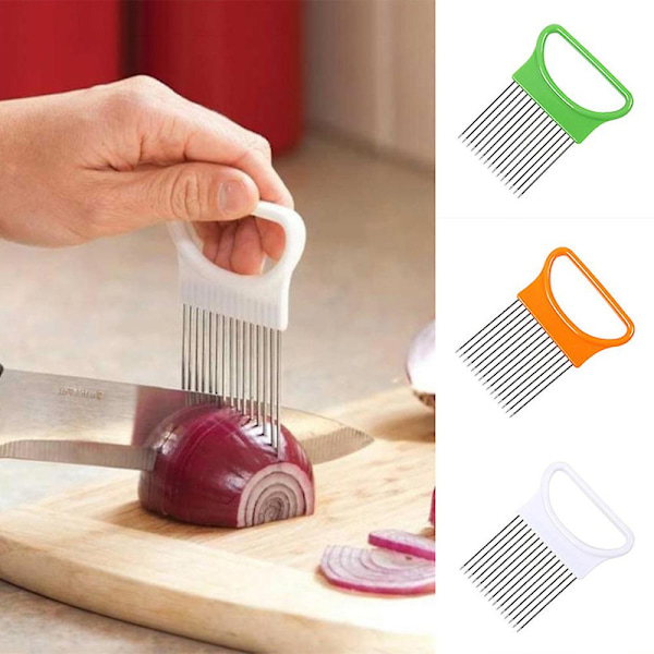 Rustfrit stålløg holder skærer grøntsagskutter hjem køkken gadget værktøj[HK] Orange