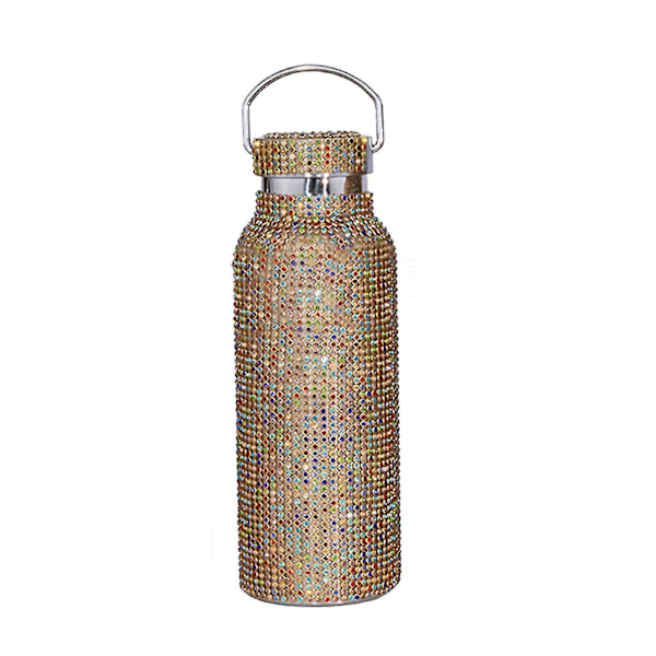 Diamant Vattenflaska Bling Strass Rostfritt Stål Termosflaska Med Kedja För Kvinnor Flickor Present - Jxlgv[HK] colorful