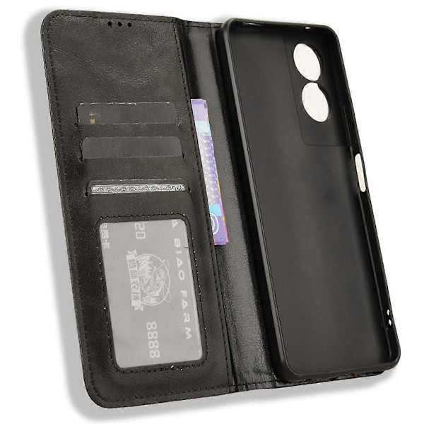 För TCL 505 T509K T5094 Fodral Retro Läder Magnetisk Stängning Flip Telefonfodral [HK] Style C Multicolor