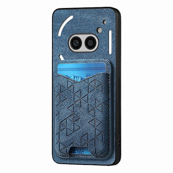 Til Nothing Phone (2a) Etui med Præget Mønster, Kortholder, Støttefod, Læder Bagcover [HK] Style E Multicolor