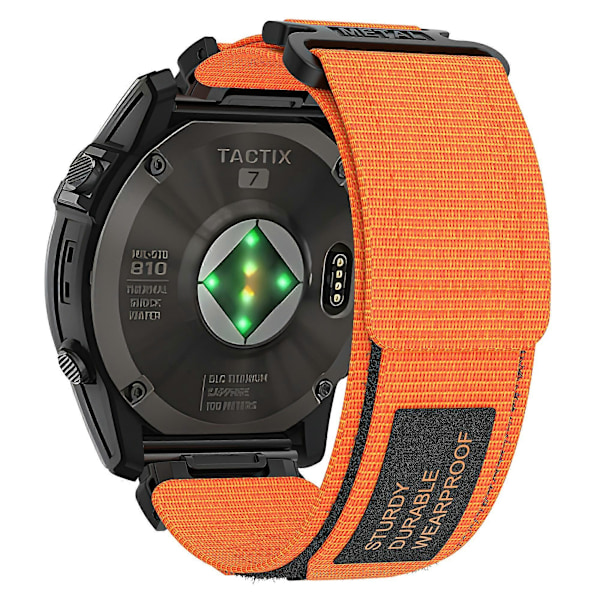 Til Garmin Tactix 7 Pro/ Fenix 7X/ 6X Pro/ 5X Plus Urrem 26mm Nylon Armbåndsrem[HK] Orange