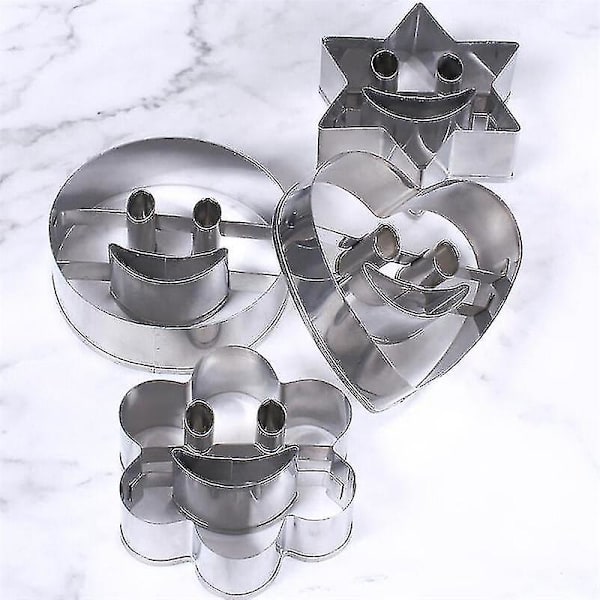 4 stk. Smiley rustfrit stål kageform småkageform fondant kageform bagning[HkkK]