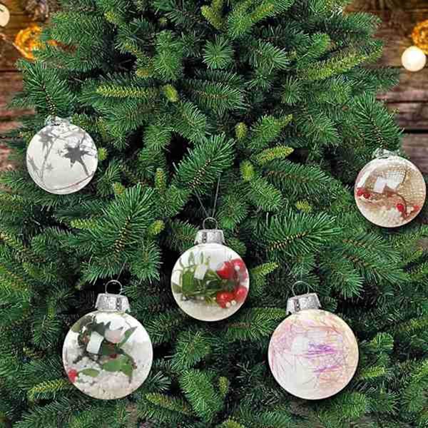 15 stk Runde klare julekuler Fyllbare DIY julekule ornamenter laget av plast julekule