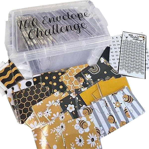100 kpl Envelope Challenge Box Set, Budget Planner Book budjetointia varten ([HK])