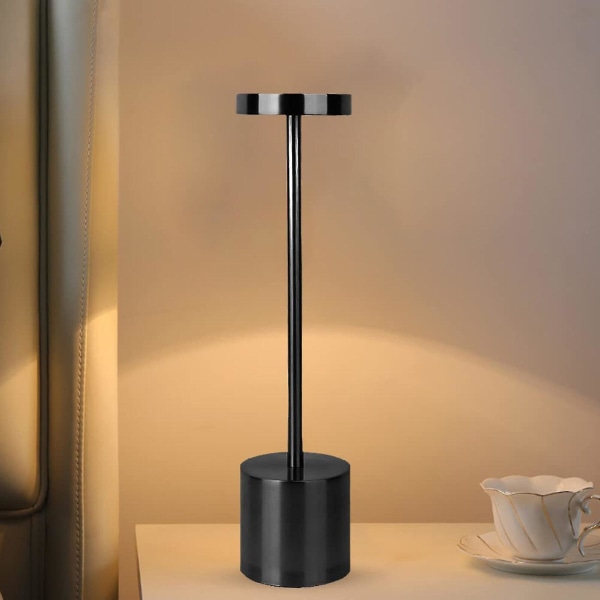 Sladdlösa bordslampor, led metall USB uppladdningsbar skrivbordslampa Matsalslampa för restaurang/sovrum/sovsal -bp[hk] black