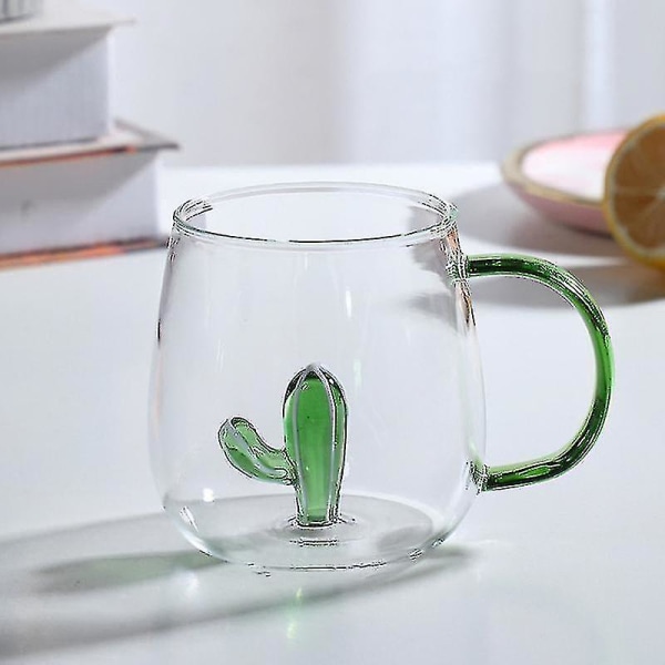 Läpinäkyvä kolmiulotteinen pienen eläimen muotoinen vesikupin värillinen lasikupki [HK] Cactus(400ml)