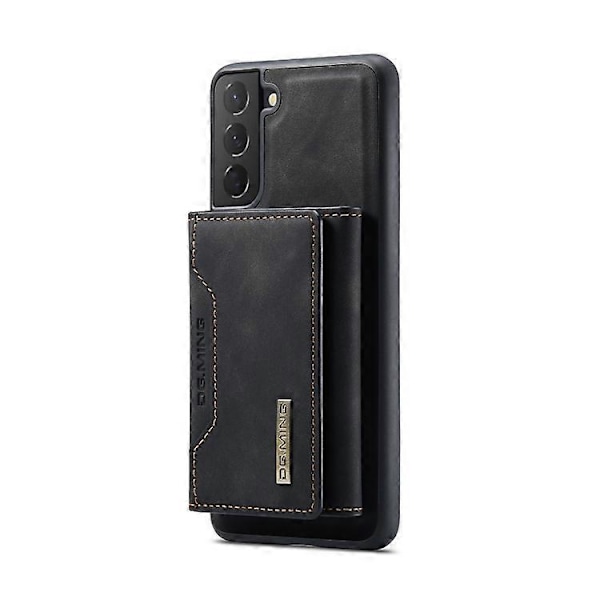 För Samsung Galaxy S22 5G DG.MING M2-serien 3-faldig Multi Card Bag + Magnetiskt Bakstycke Mobilskal [HK] Black