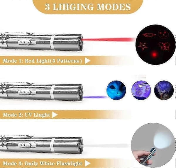 Interaktiv Laserpointer Kattelegetøj - Rødt Punkt LED Lys 5 Mønstre[HK]