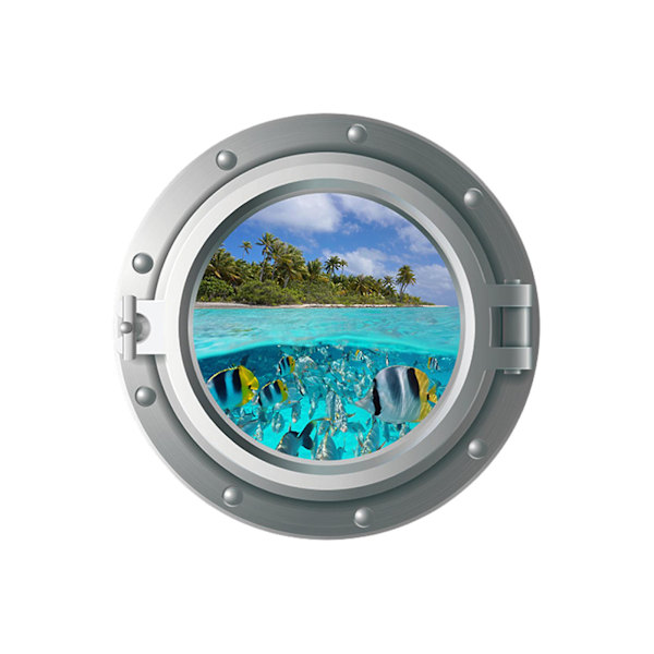 Cruise Porthole Sticker Strand Cruise Skib Dør Simulation Porthole Undervandsbåd Wall Sticker[HK] Style 3